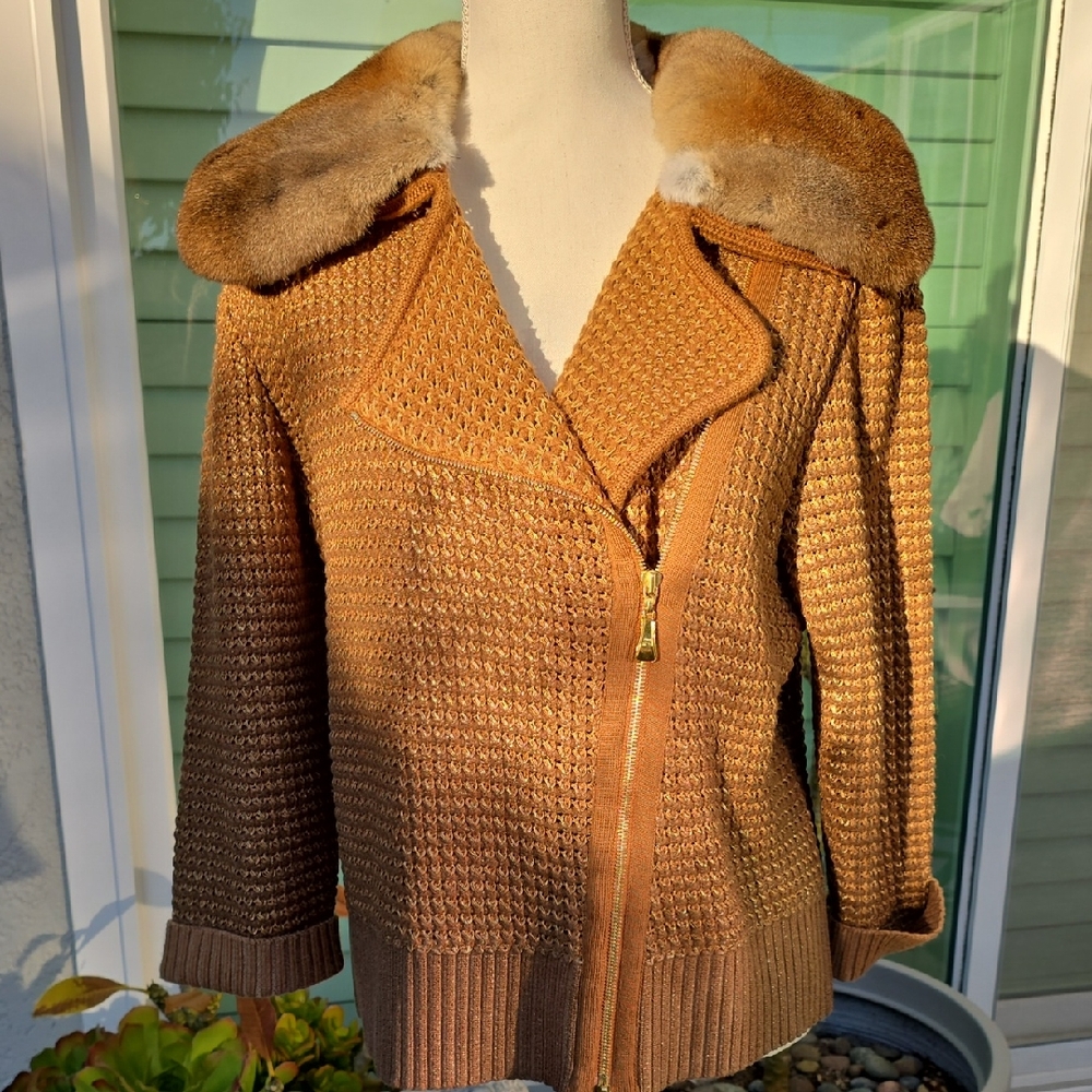 Escada Rabbit Collar Knit Sweater